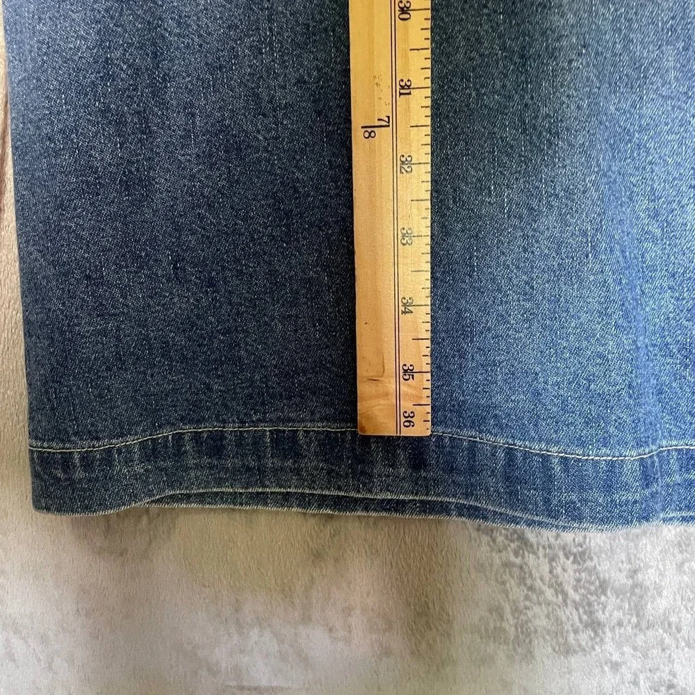 Denim Skirt 100% Cotton Size 16 Blue Button Front‎ Side Pockets A Line Long